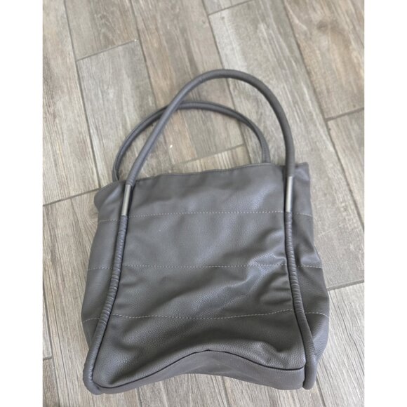 NEIMAN MARCUS Dark Gray Faux Pebbled Vegan Leather Shoulder Tote Bag Purse. Y2K - Picture 2 of 8